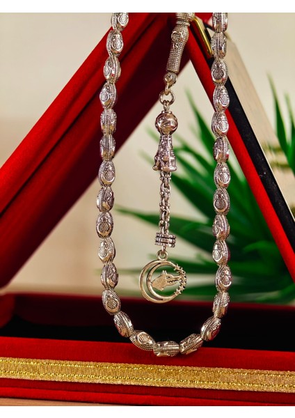 Gümüş Kaplama Yumurta Kesim Ayyıldızlı Tesbih fırsatları