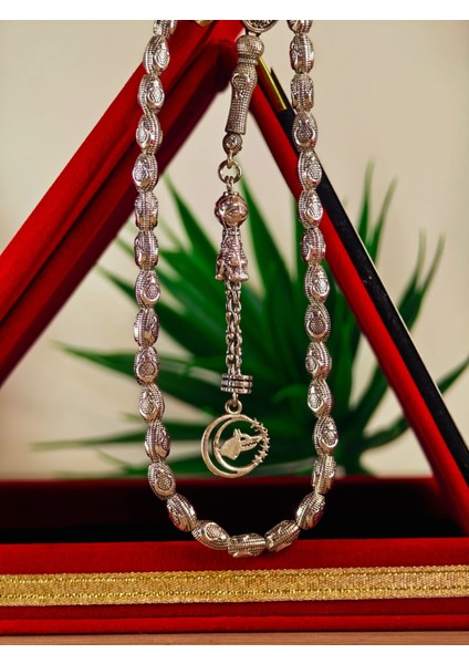 Gümüş Kaplama Yumurta Kesim Ayyıldızlı Tesbih indirimleri