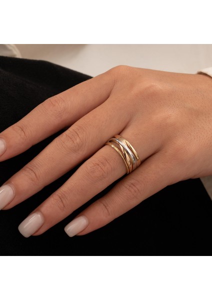 Üç Renkli 14 Ayar Altın Yüzük