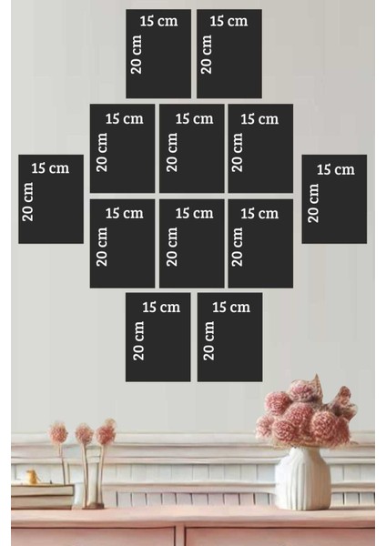12 Parça Ahşap Çerçeve Görünümlü Modern Minimailst Bohemien Sanatsal Tablo Seti fiyatları