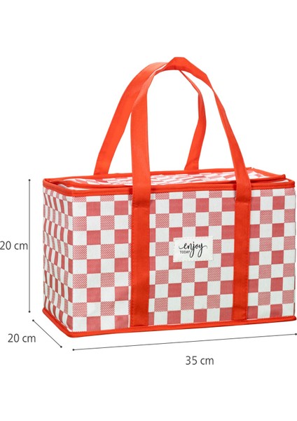 Termo Lüks Piknik Çantası Kırmızı Ekoseli 35 x 20 x 20 cm indirimleri