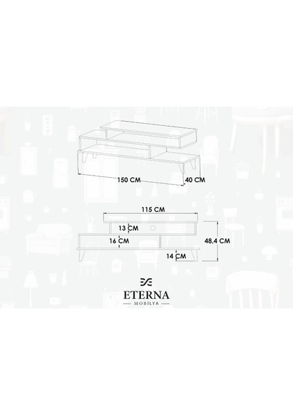 Asima Tv Ünitesi | Beyaz- Çam | Tamamı Mdf | Ahşap Ayak | 150 cm indirimleri