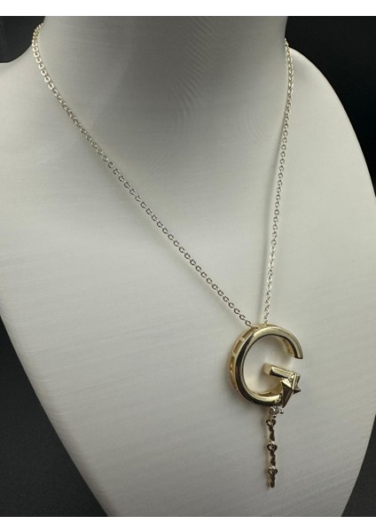 Altın Rengi G Harfi Yıldız ve Taş Detaylı Çelik Kolye fiyatları