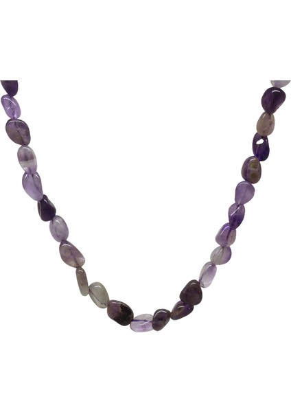 Gümüş Renk Metal Zincirli Amorf Ametist Doğaltaş Erkek Kolye