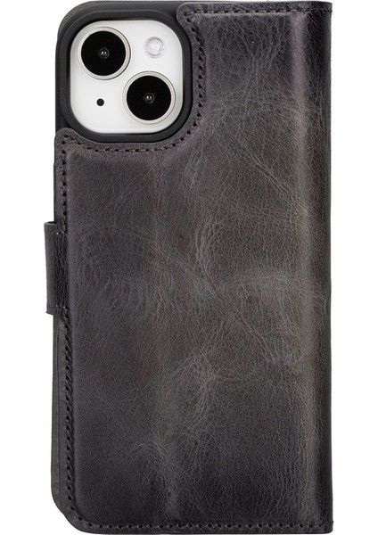 Apple iPhone 15 Uyumlu Deri Cüzdanlı Kılıf Mwwn VS4EF Gri indirimleri