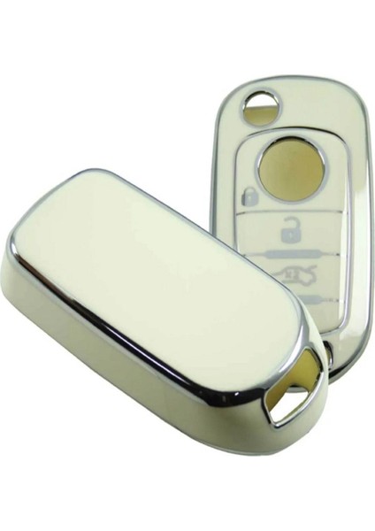 Lüx Fiat Egea Sustalı 3 Buton Nano Anahtar Kılıfı Beyaz Gümüş Silver Renk 1.ci Kalite fırsatları