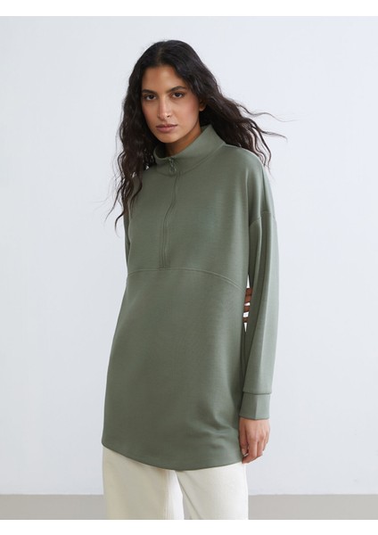 Yeni Sezon Dik Yaka Kadın Sweatshirt Tunik