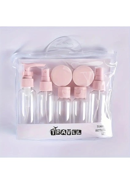 Makyaj ve Bakım Ürünleri Için Seyahat Seti -Şeffaf 9 Parça