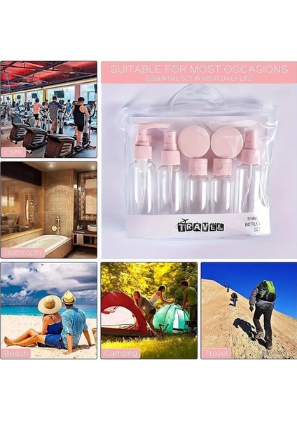 Makyaj ve Bakım Ürünleri Için Seyahat Seti -Şeffaf 9 Parça fiyatları