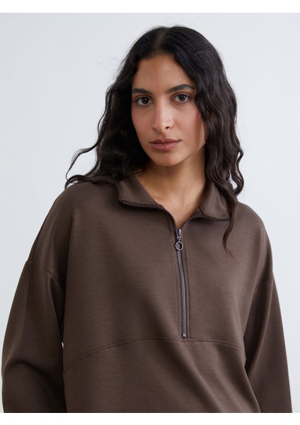 Yeni Sezon Dik Yaka Kadın Sweatshirt Tunik