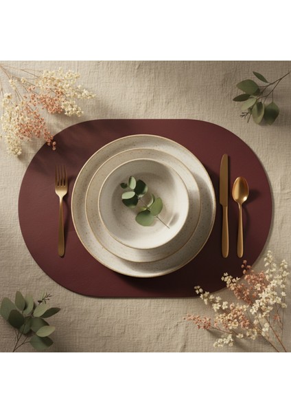 2 Adet Deri Amerikan Servis Tam Oval 33X44 cm fiyatları