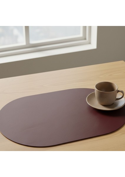 2 Adet Deri Amerikan Servis Tam Oval 33X44 cm