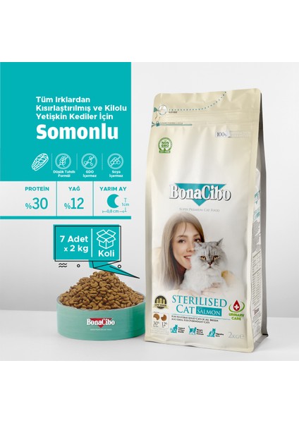 Adult Cat Sterilised Somonlu Kısırlaştırılmış Yetişkin Kedi Maması, 2 Kg, Tüm Irklar, Şekersiz fiyatları