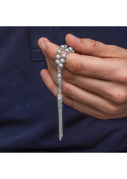 Gümüş Yuvarlak Erkek Tesbih