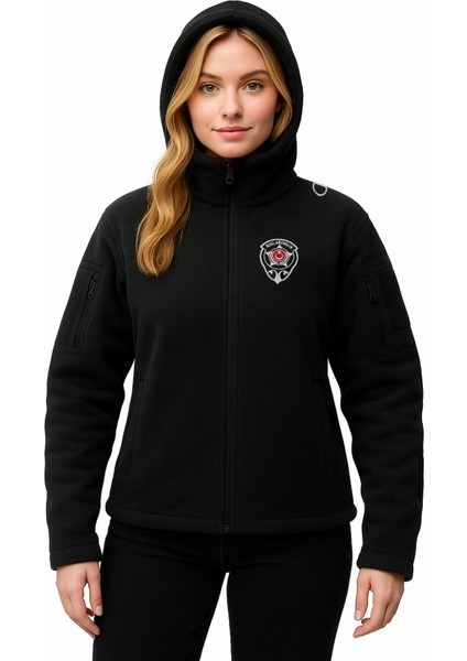 Kadın Kışlık Kalın Kapşonlu Nakış Işlemeli Özel Güvenlik Poları