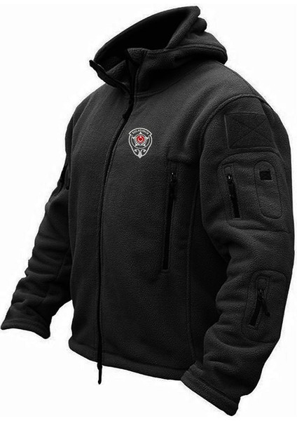 Kışlık Kalın Unisex Kapşonlu Nakış Işlemeli Özel Güvenlik Polar