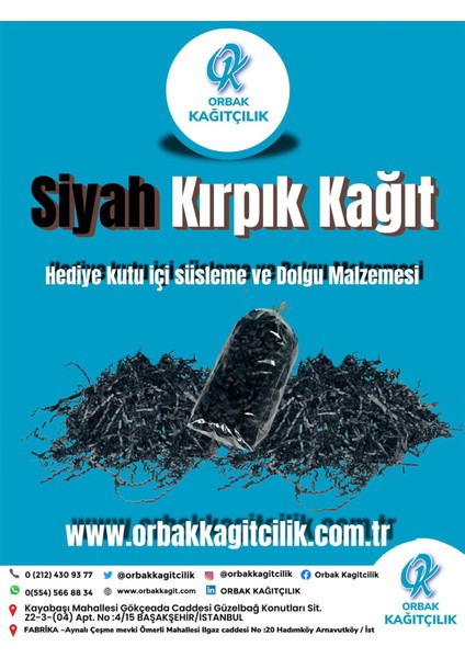 Siyah Kırpık Kağıt 1 kg | Z Zigzag Kutu Dolgu ve Süsleme Kağıdı | Hediye Kutusu Için