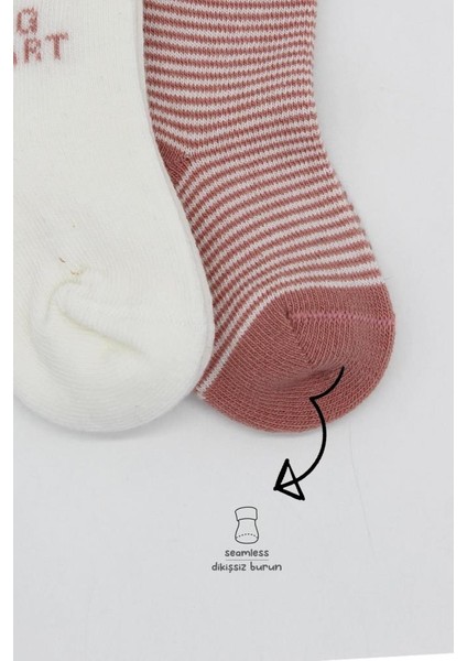 Bistyle Big Heart Penye Soket Çorap 2'li BS10117 Pudra fiyatları