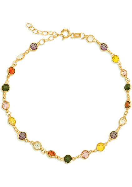 925 Ayar Gümüş Gold Renkli Taşlı Kadın Bileklik T8373 (770770)
