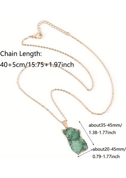 Bohem Tarzı Doğal Akik Geode Kolye, Altın Kenarlı Renkli Küme Doğal Taş Kolye fiyatları