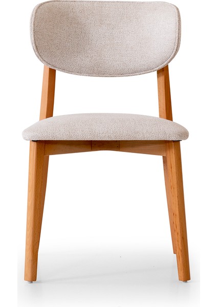 Royal 2'li Set Iskandinav Sandalye, Ahşap Ayaklı Kumaş Kaplama Modern Mutfak Yemek Masası Sandalyesi - Krem fiyatları