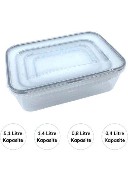 4&apos;lü Iç Içe Sızdırmaz Contalı Kilitli Kapaklı Plastik Erzak Saklama Kapları LC315 (5047) fiyatları