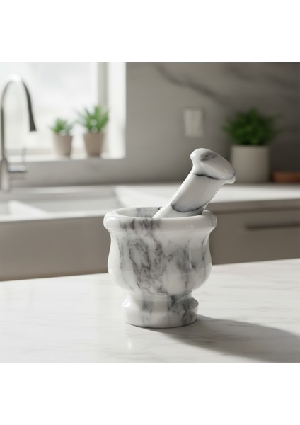 Mermer Havan ve Tokmak Seti – El Yapımı Doğal Taş Mutfak ve Dekoratif Ürün