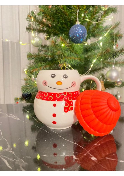 Kardan Adam Tasarımlı Kupa | Plastik Kapaklı | Yılbaşı Temalı Hediyelik Kahve ve Çay Bardağı fiyatları