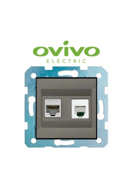 Antrasit Data Pirizi Jaksız Cat6 Çerçevesiz Grano - Priz ve Anahtar Için Uyumlu Çerçeve fiyatları