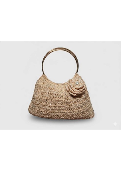 Şık Pullu Model Makrome Tığ Işi El Örgüsü Çanta