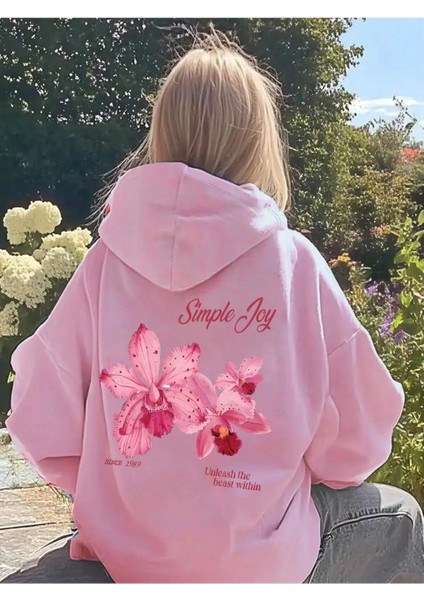 Kadın Baskılı Sweatshırt 3iplik Oversize