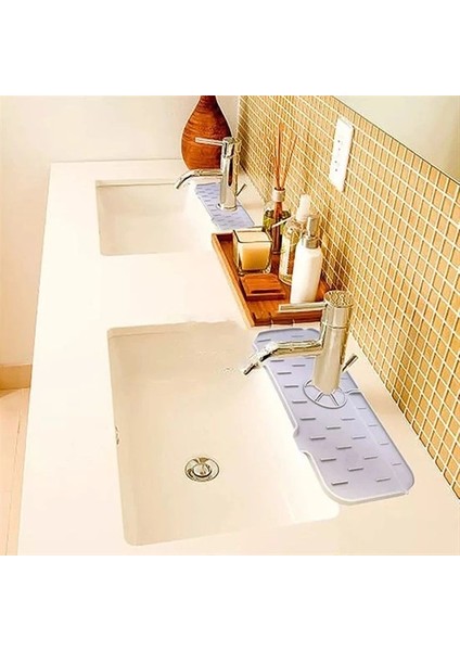 Lavabo Için Silikon Esnek Mat Musluk Sapı Damlama Tutucu Raf Mutfak Tezgahı Sıçrama Koruma (5047) fiyatları