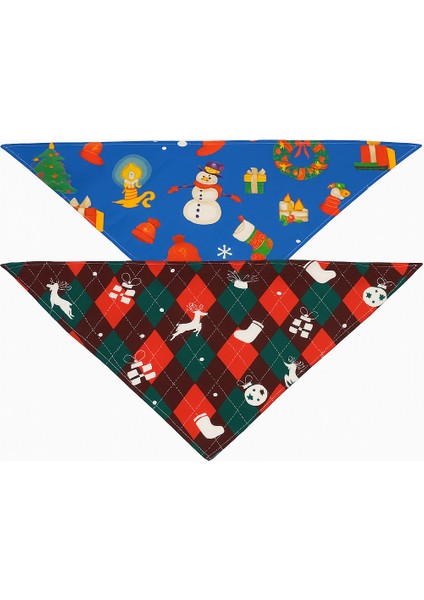 Yılbaşı Temalı Köpek Bandana Seti 2'li – Premium Kumaş Christmas Aksesuarı