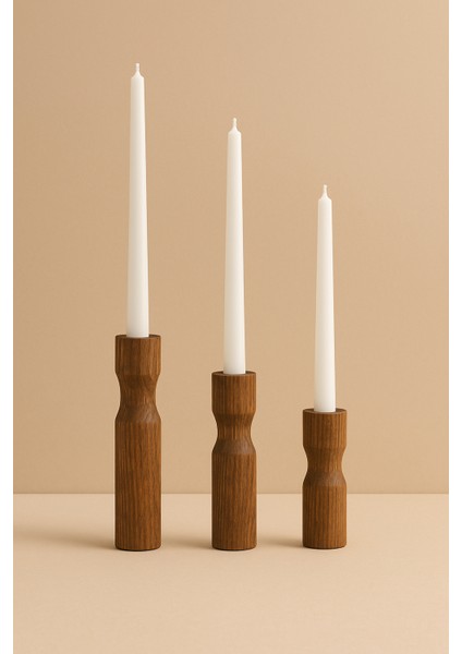 3’lü Doğal Ahşap Şamdan Seti – Mumlar Dahildir fırsatları