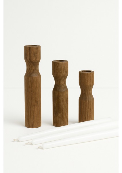 3’lü Doğal Ahşap Şamdan Seti – Mumlar Dahildir indirimleri