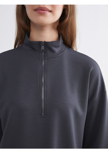 Yeni Sezon Dik Yaka Oversize Kadın Sweatshirt Tunik modelleri