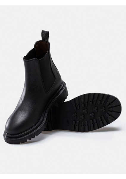 Siyah Hakiki Yumuşak Deri Chelsea Lastikli Kadın Bot modelleri