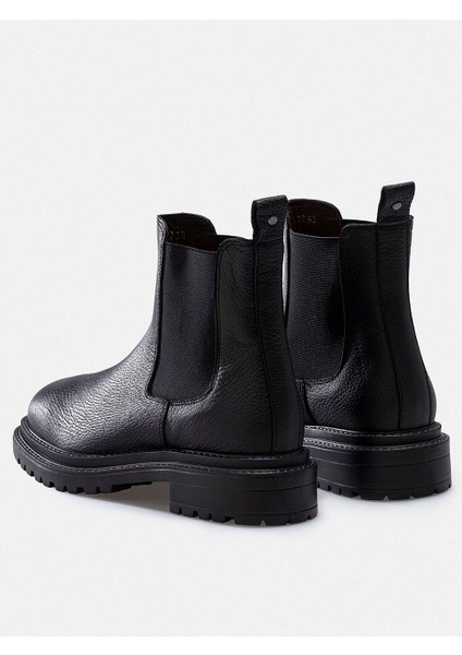 Siyah Hakiki Yumuşak Deri Chelsea Lastikli Kadın Bot fırsatları