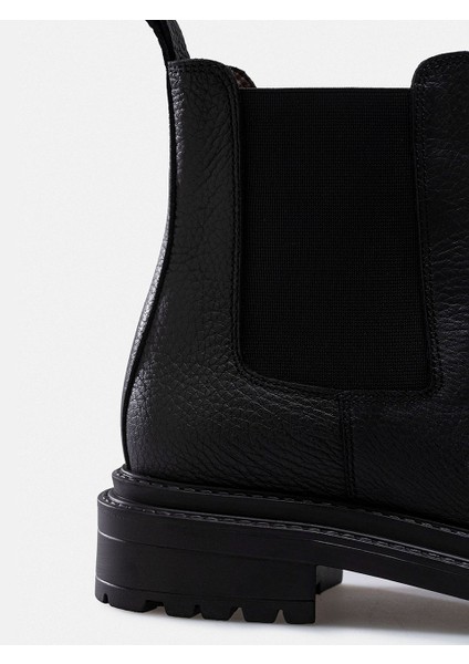 Siyah Hakiki Yumuşak Deri Chelsea Lastikli Kadın Bot indirimleri