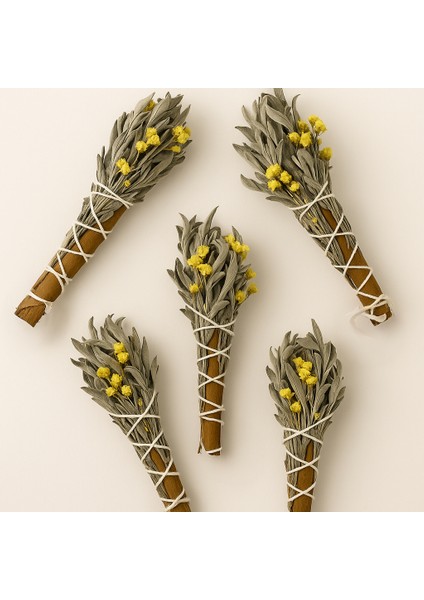 Adaçayı, Altın Otu ve Tarçın Demet Tütsü – Huzur, Bereket ve Pozitif Enerji modelleri