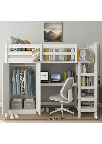 Mycampus Çok Fonksiyonlu Çalışma Masası (Ranza + Masa + Dolap + Raf) 1.sınıf Mdf modelleri