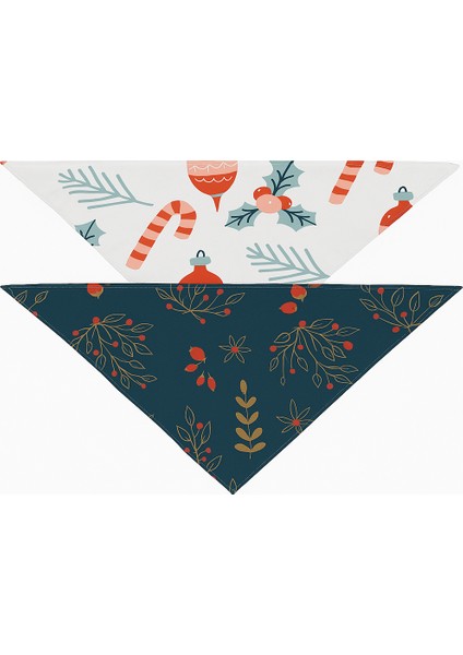Yılbaşı Temalı Köpek Bandana Seti 2'li – Premium Kumaş Christmas Aksesuarı