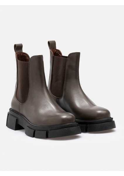 Vizon Hakiki Deri Chelsea Lastikli Kadın Bot modelleri