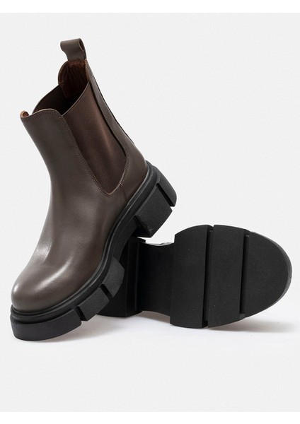 Vizon Hakiki Deri Chelsea Lastikli Kadın Bot fırsatları