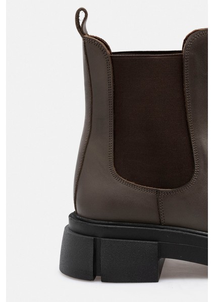 Vizon Hakiki Deri Chelsea Lastikli Kadın Bot