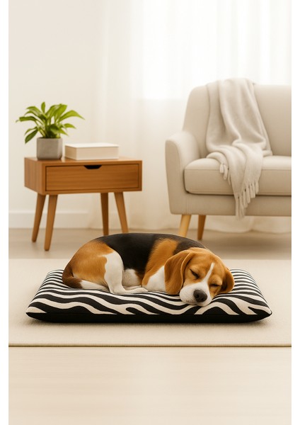 El Yapımı Lüks Köpek Yatağı, Zebra Desenli ve Siyah, Çift Taraflı Katlanabilir, Premium Kumaş, 70X100 Cm, Büyük Irk Köpekler Için modelleri