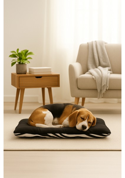 El Yapımı Lüks Köpek Yatağı, Zebra Desenli ve Siyah, Çift Taraflı Katlanabilir, Premium Kumaş, 70X100 Cm, Büyük Irk Köpekler Için fırsatları