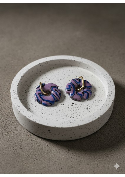 Noir Bleu – El Yapımı Mor & Lacivert Desenli Halkalı Küpe | Şık & Sanatsal Tasarım modelleri