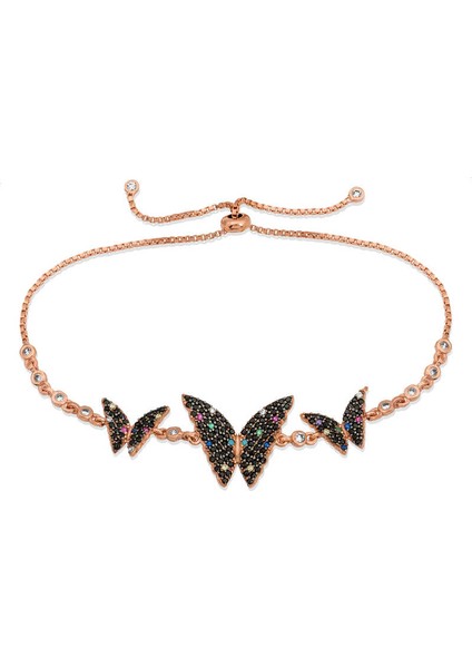 925 Ayar Gümüş Rose Kelebek Asansör Bileklik BR0460666 (770770) fiyatları