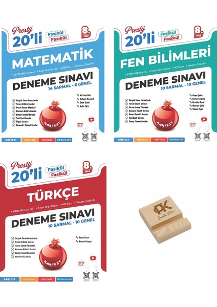 Nartest Lgs 8. Sınıf Prestij 20LI Matematik Fen ve Türkçe Denemeleri + Telefon Standı